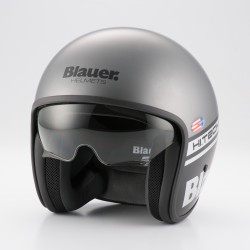 Casco Jet Blauer Pilot 06 H.t. Gris Mate Negro Mate