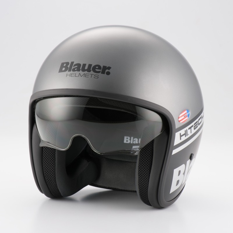 Casco Jet Blauer Pilot 06 H.t. Gris Mate Negro Mate