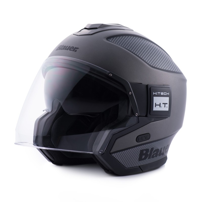 Casco Jet Blauer Solo BTR Titanio Carbono Negro Mate
