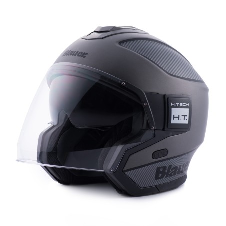Casco Jet Blauer Solo BTR Titanio Carbono Negro Mate