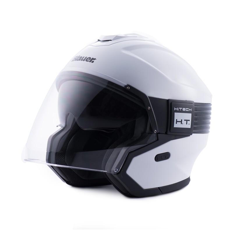 Casco Jet Blauer Hacker Blanco Negro